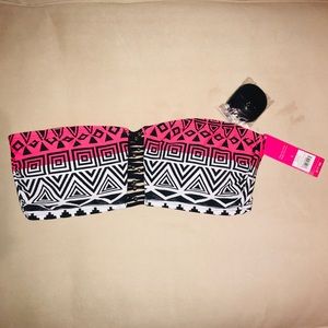 Bandeau pink black and white top. Size L
